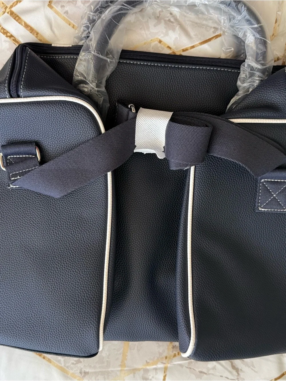 Ralph Lauren Navy and Cream Polo Logo Men’s Duffle Bag